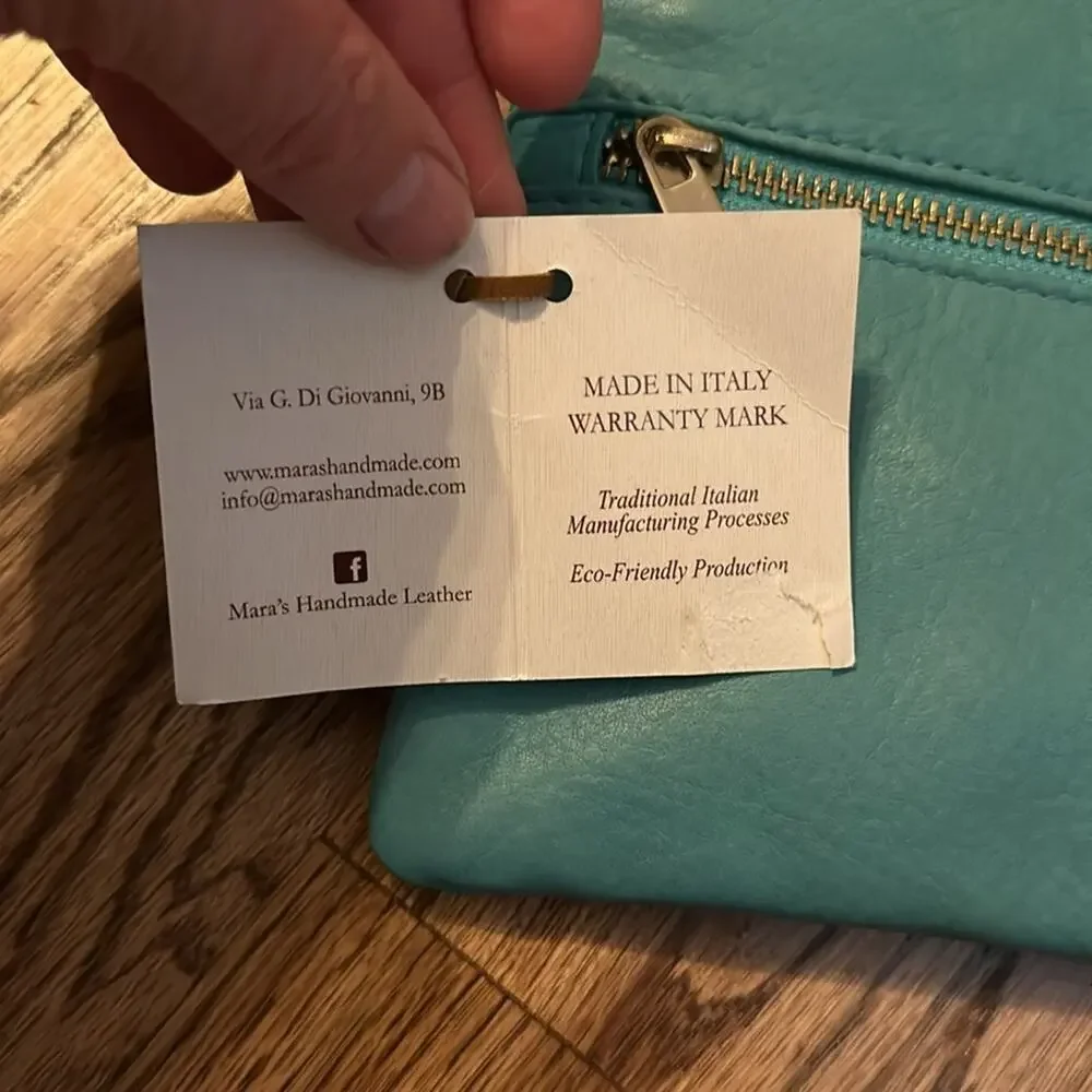 Gorgeous Ocean Blue Italian Leather Clutch NWT